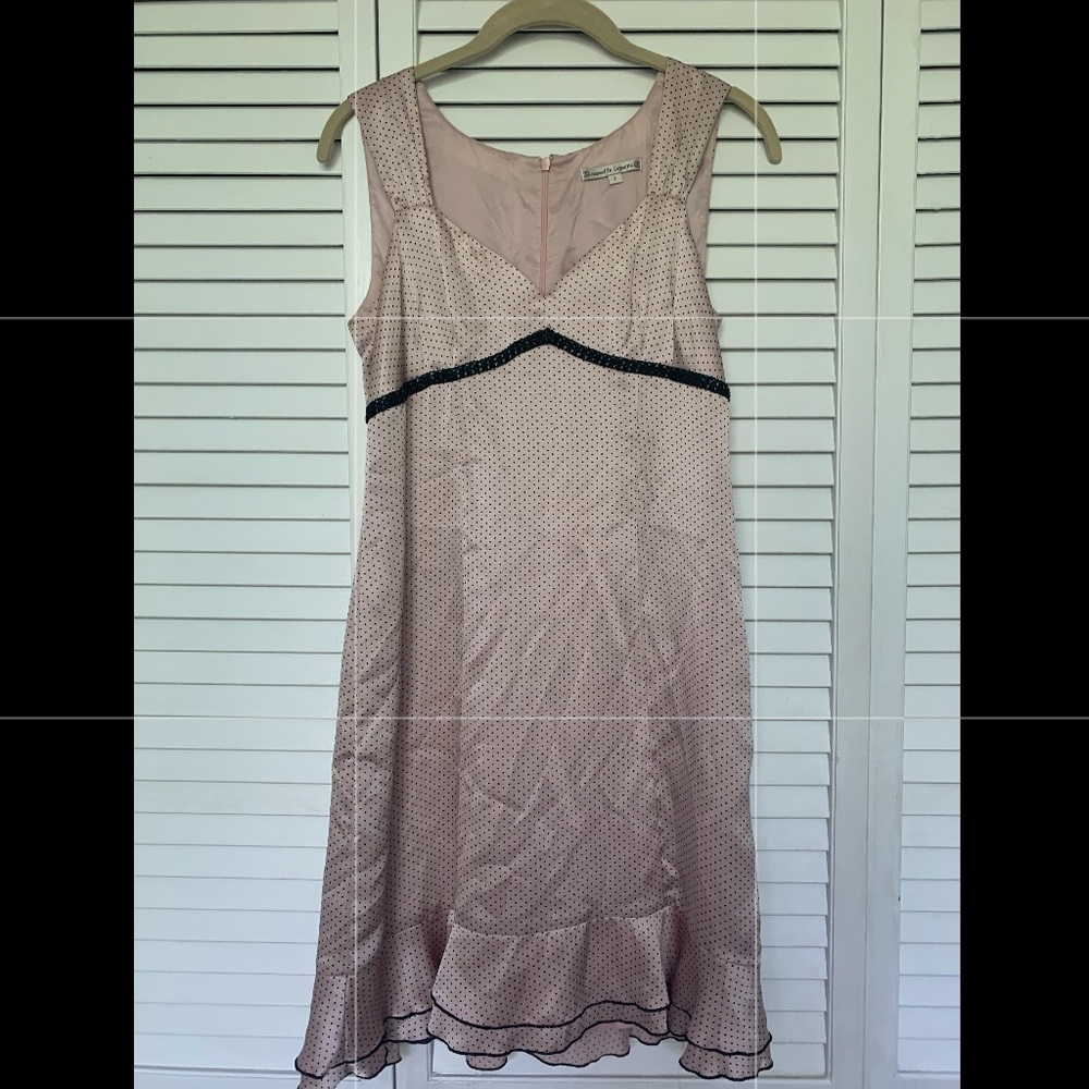 Vintage 90’s Silk Pale Pink Polka Dot Midi Dress